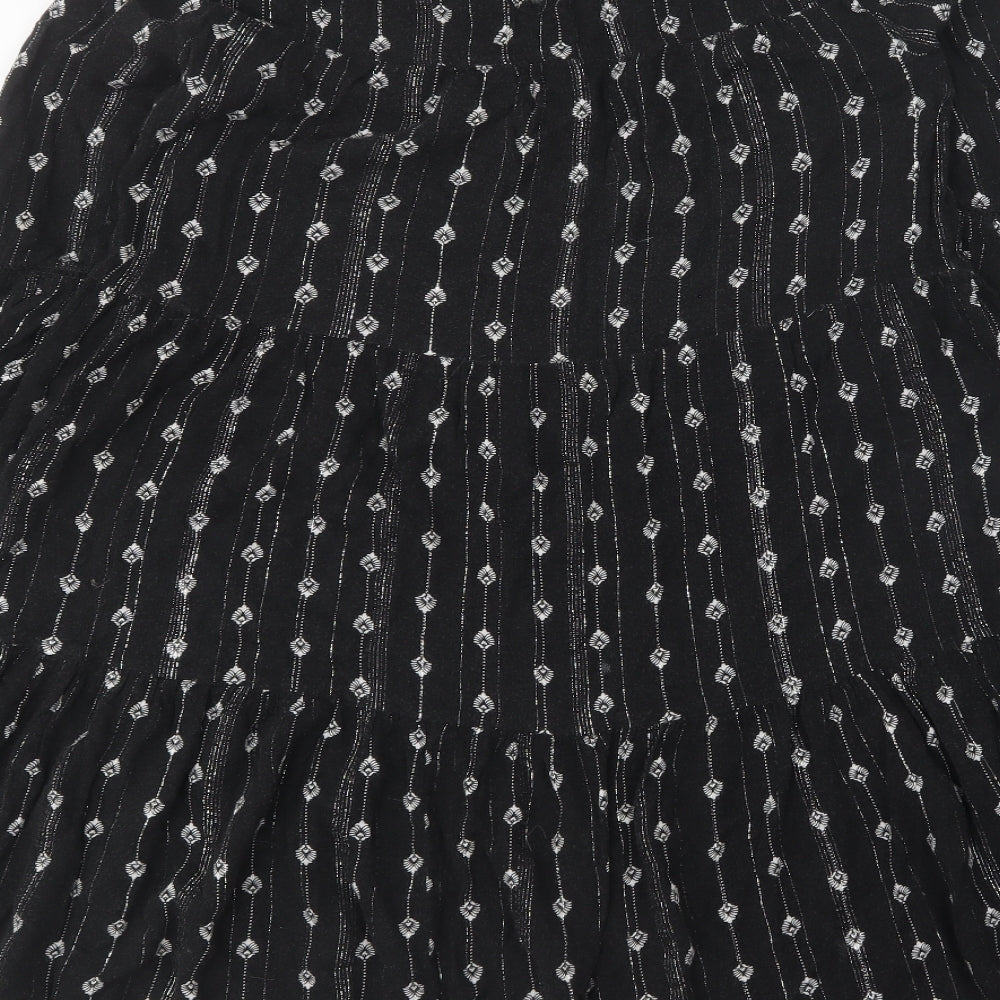 New Look Womens Black Geometric Viscose Shift Size 10 Round Neck