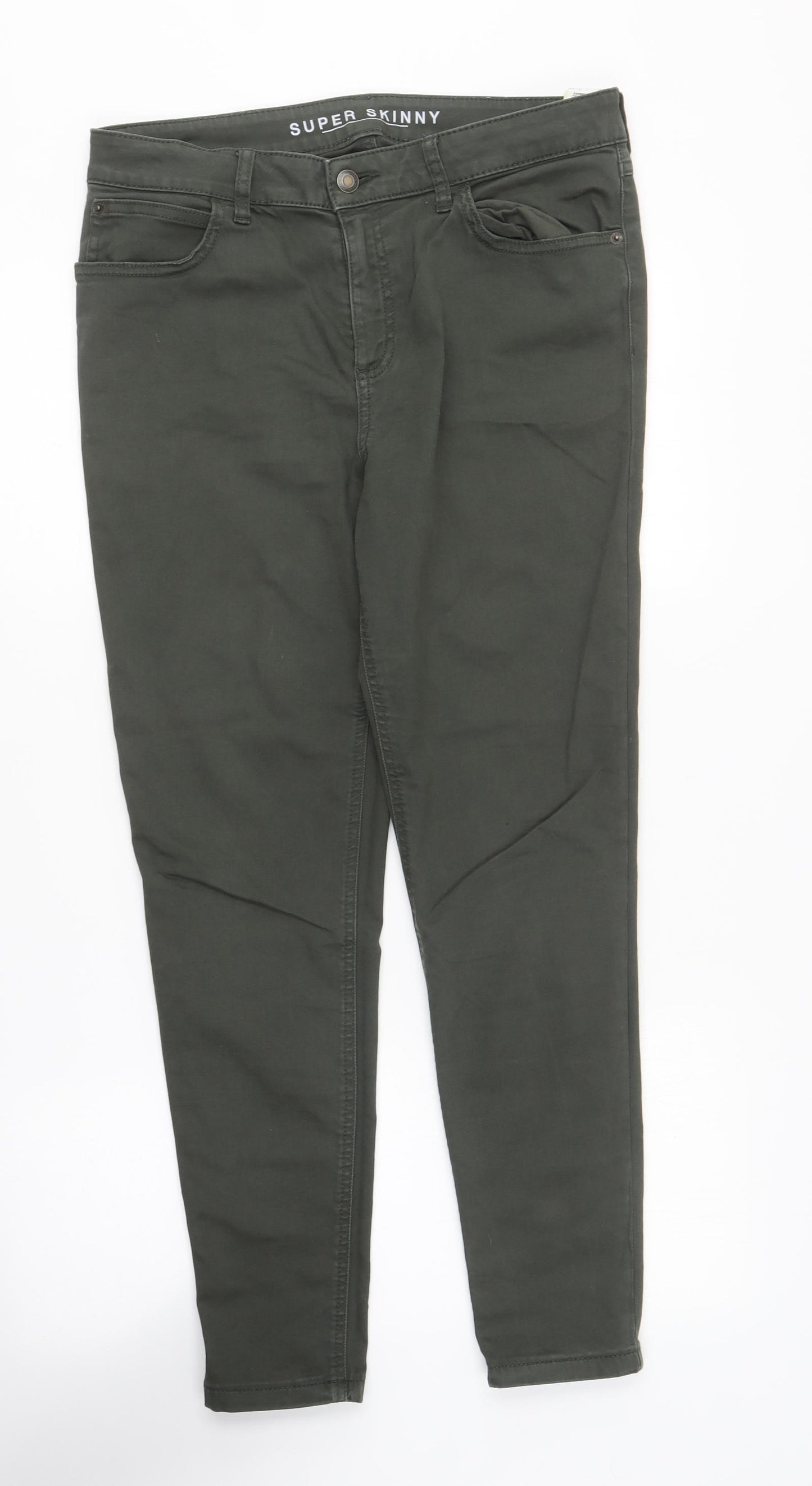 Marks and Spencer Womens Green Cotton Skinny Jeans Size 12 L27 in Regular