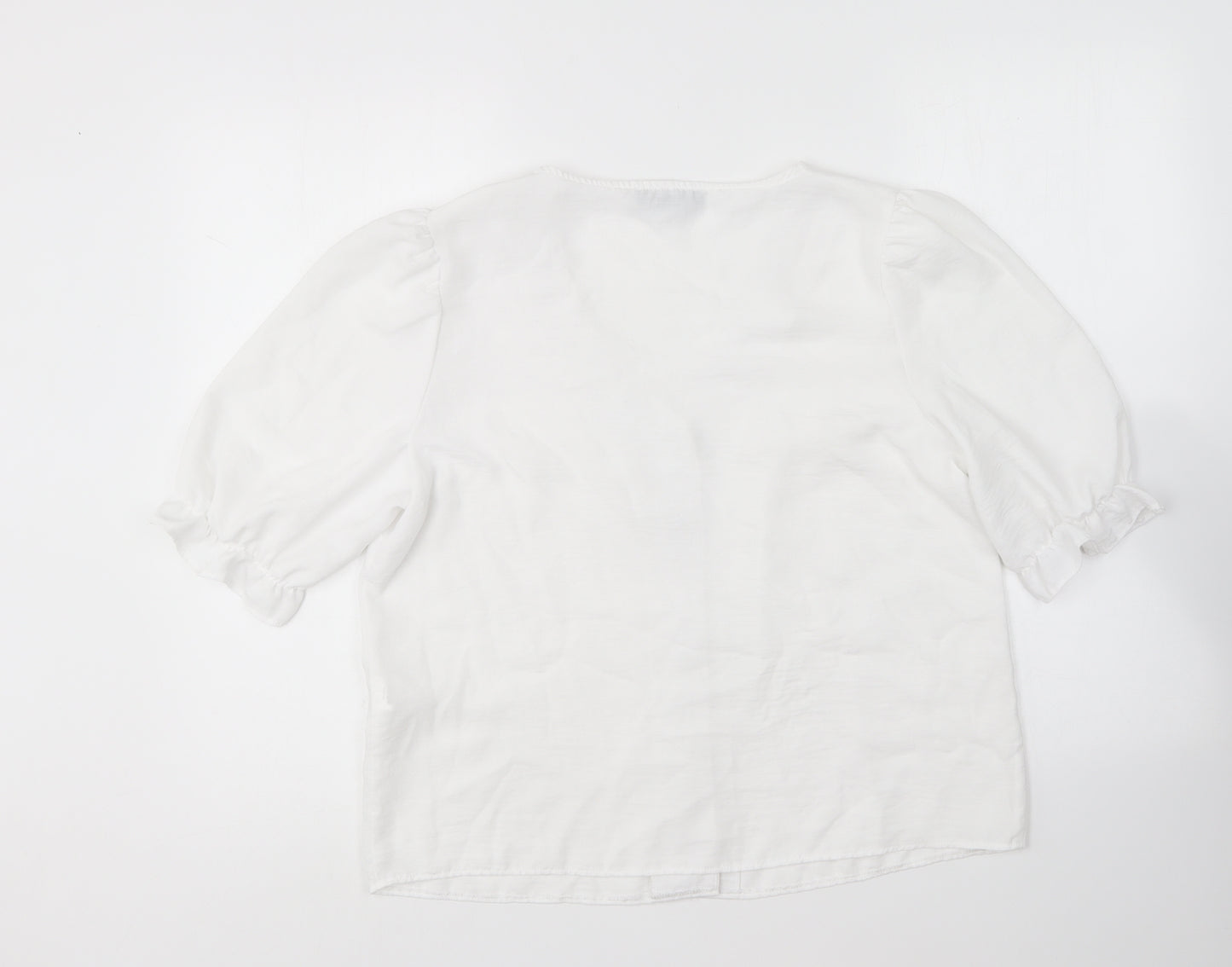 New Look Womens White Polyester Basic Blouse Size 12 V-Neck