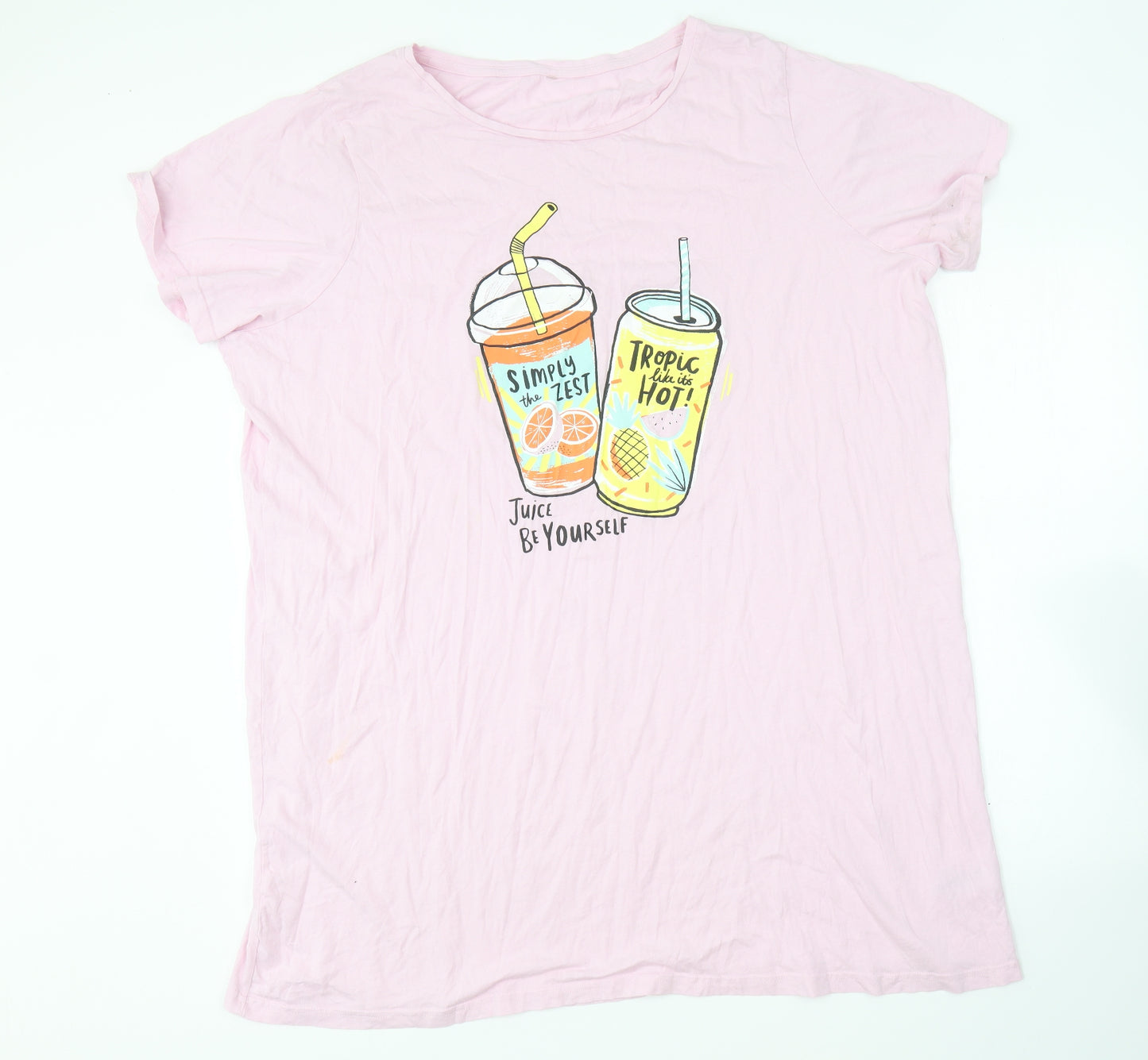 George Womens Pink Cotton Basic T-Shirt Size 24 Round Neck