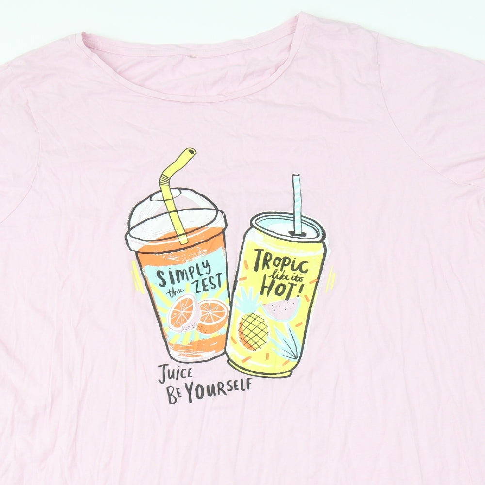 George Womens Pink Cotton Basic T-Shirt Size 24 Round Neck