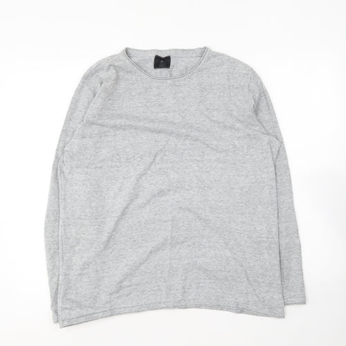 H&M Mens Grey Round Neck Cotton Pullover Jumper Size L