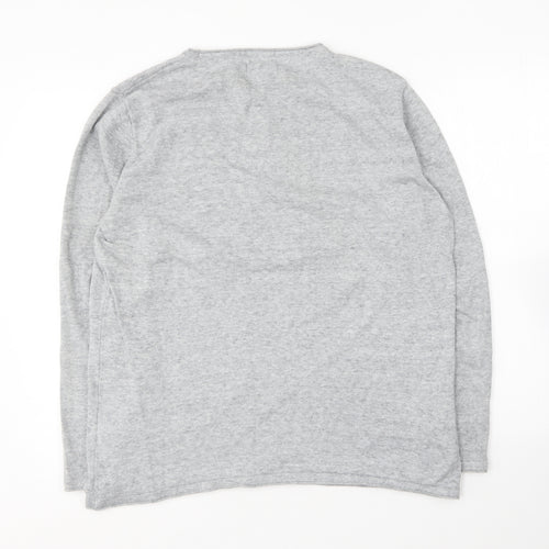 H&M Mens Grey Round Neck Cotton Pullover Jumper Size L
