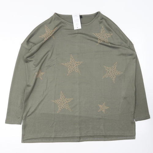New Look Womens Green Round Neck Polyester Pullover Jumper Size M