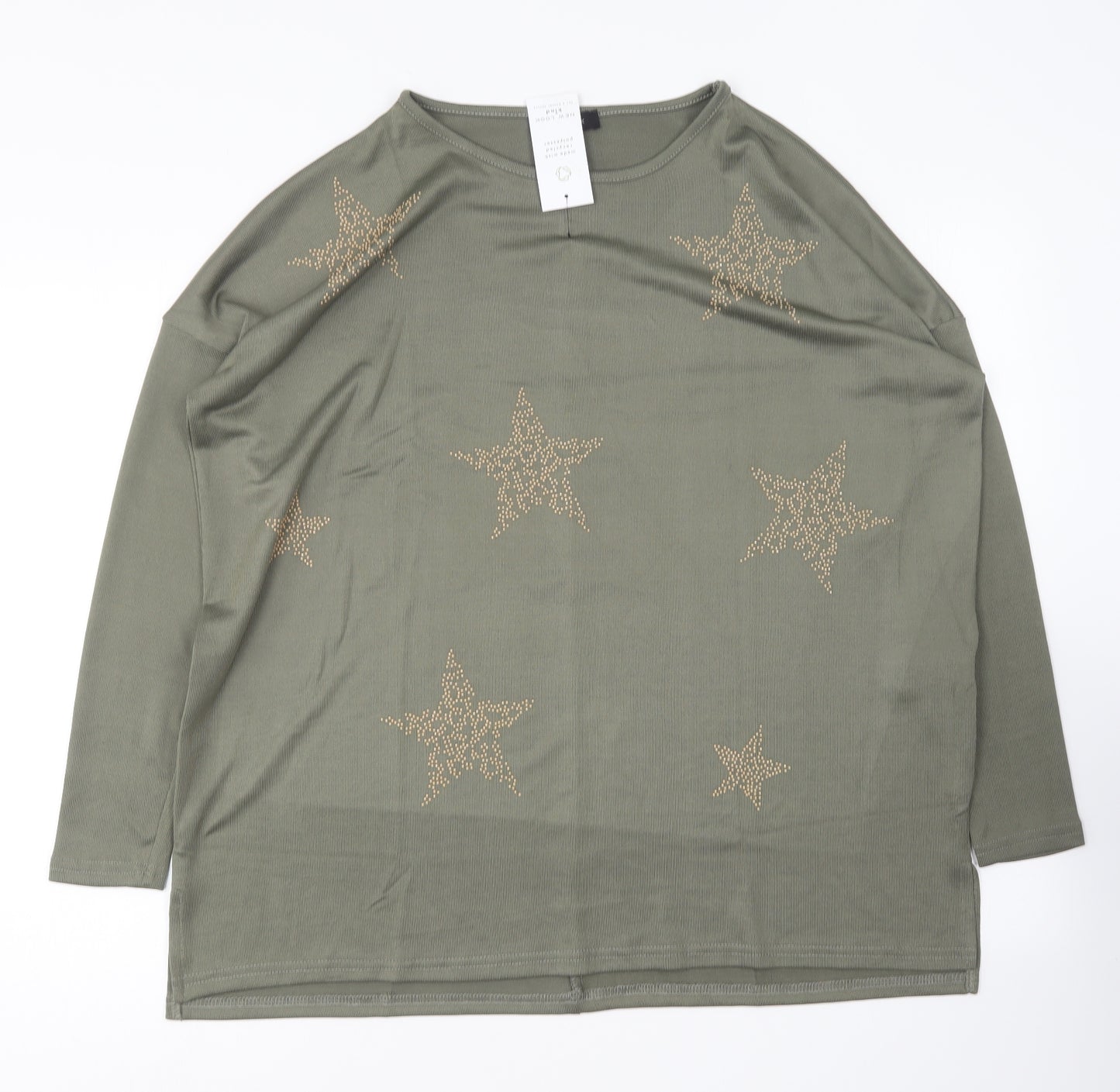 New Look Womens Green Round Neck Polyester Pullover Jumper Size M