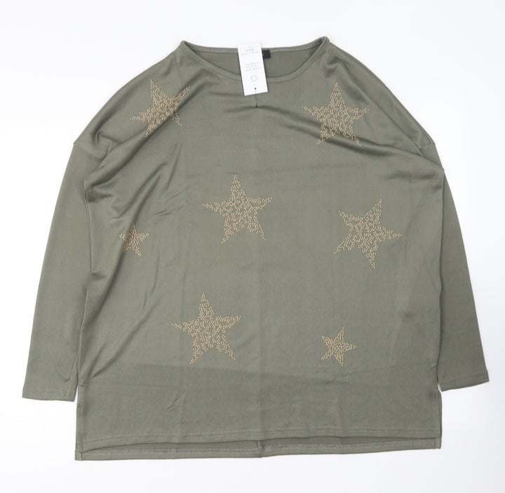 New Look Womens Green Round Neck Polyester Pullover Jumper Size M