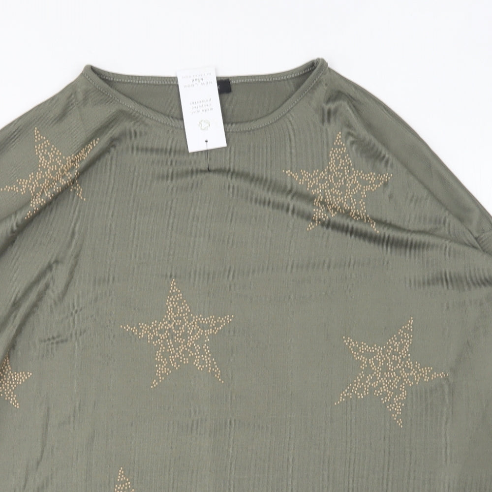 New Look Womens Green Round Neck Polyester Pullover Jumper Size M