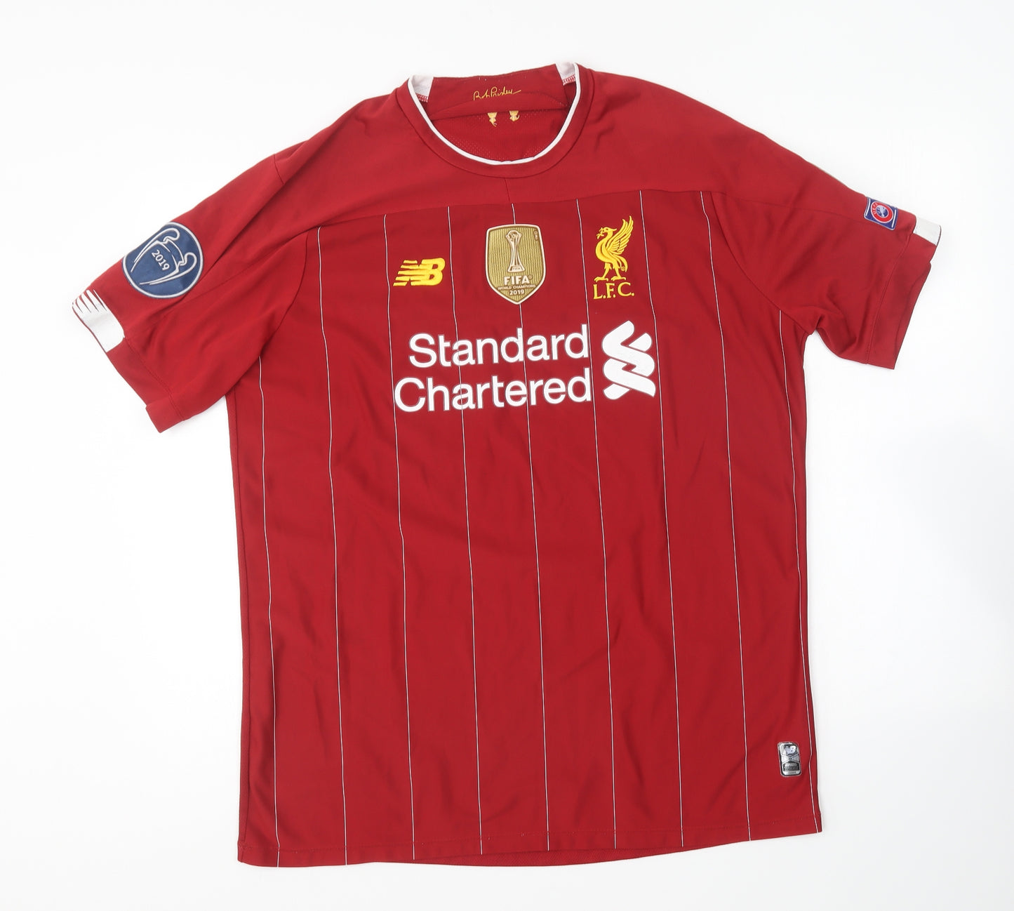 New Balance Mens Red Polyester T-Shirt Size XL Round Neck - Liverpool LFC