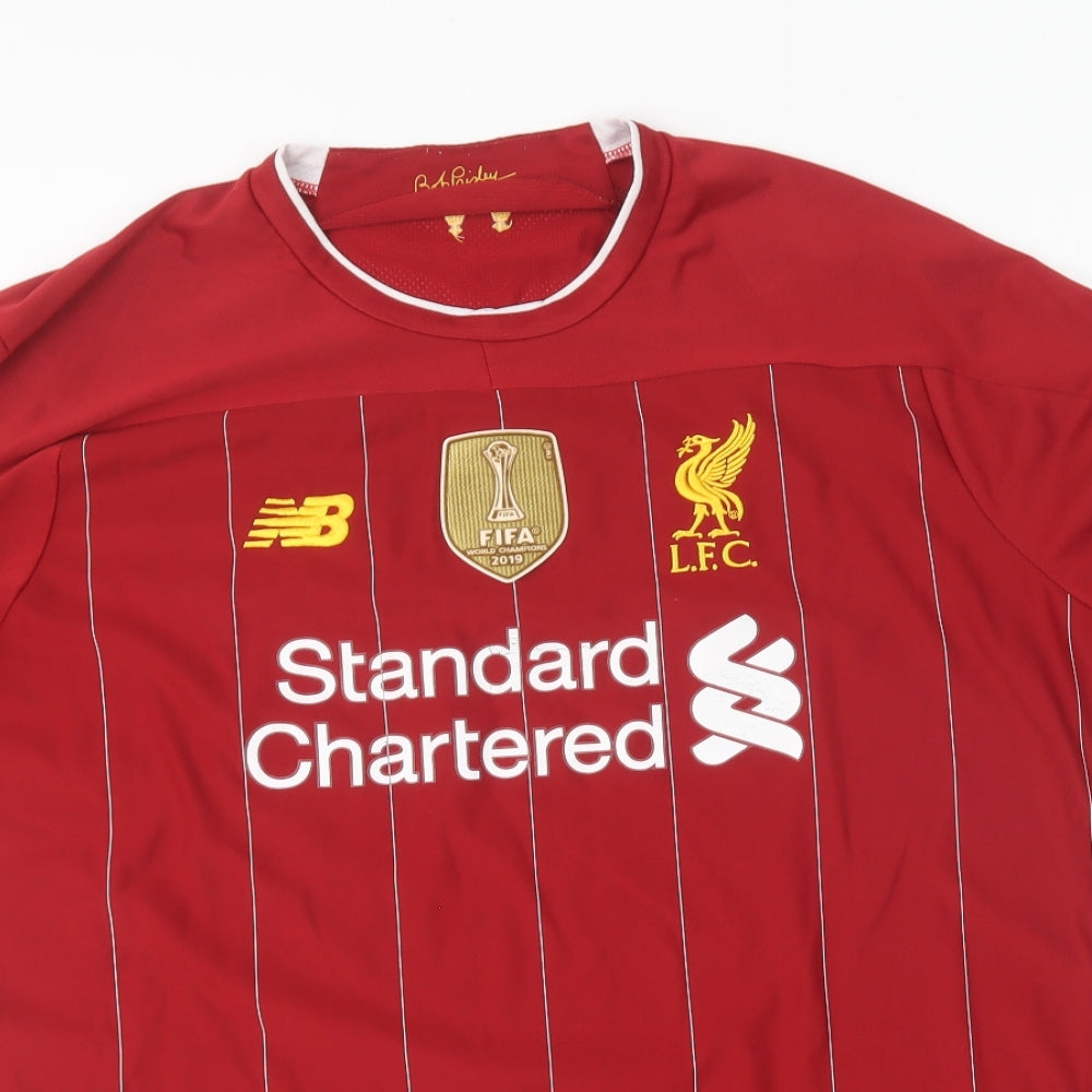 New Balance Mens Red Polyester T-Shirt Size XL Round Neck - Liverpool LFC