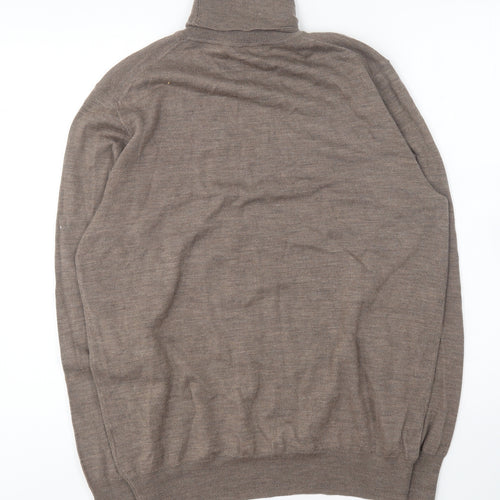 Jaeger Mens Brown Roll Neck Wool Pullover Jumper Size L