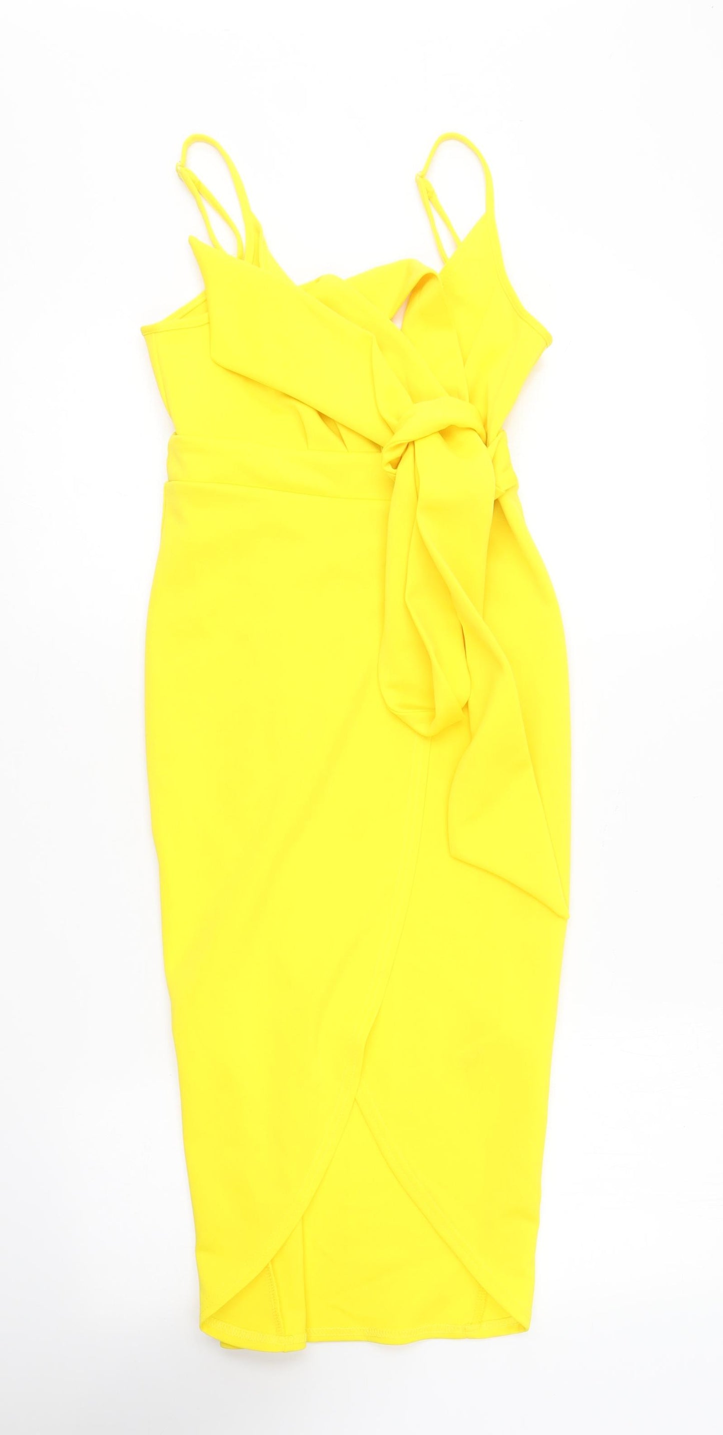 ASOS Womens Yellow Polyester Slip Dress Size 6 V-Neck