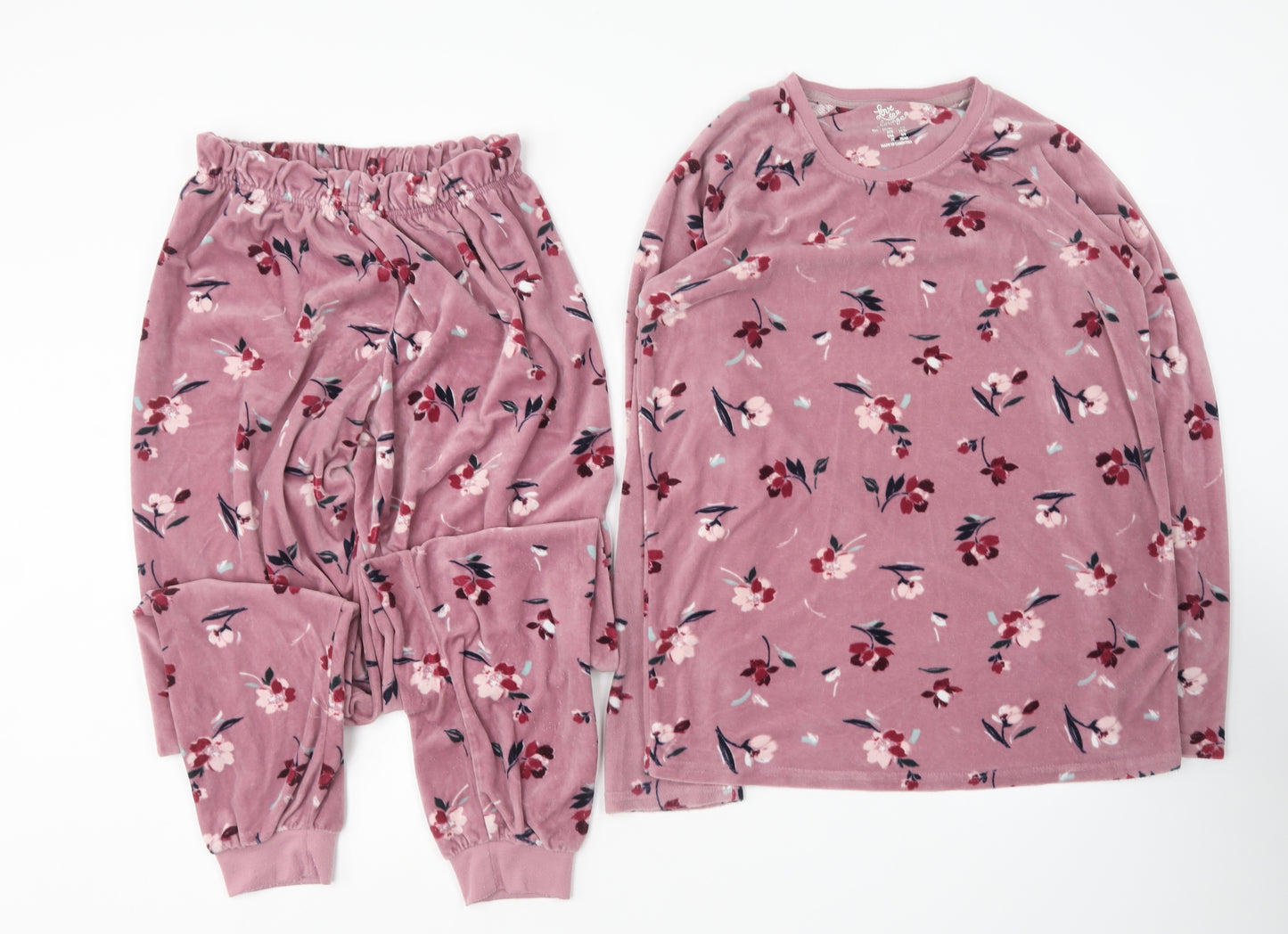 Primark Womens Purple Floral Polyester Top Pyjama Set Size 6