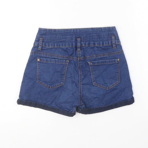 Dunnes Stores Womens Blue Cotton Hot Pants Shorts Size 25 in L5 in Regular