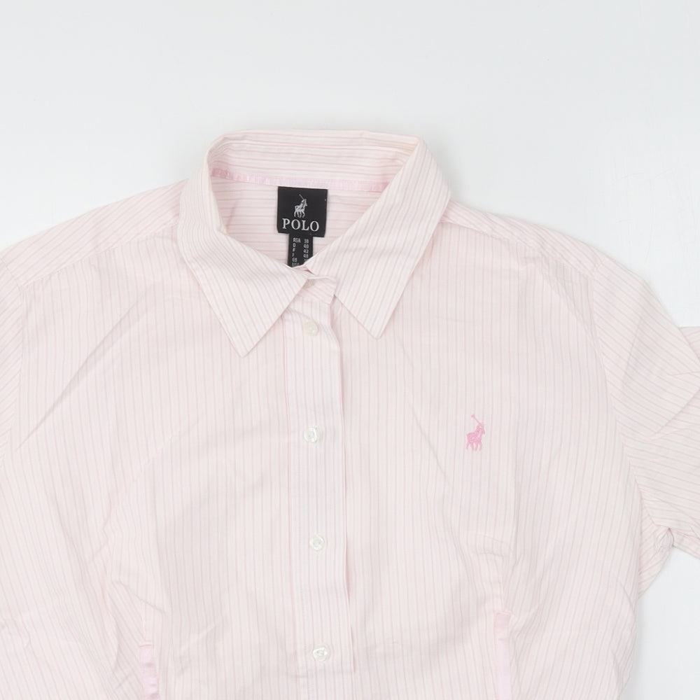 Polo Ralph Lauren Womens Pink Cotton Basic Button-Up Size 14 Collared
