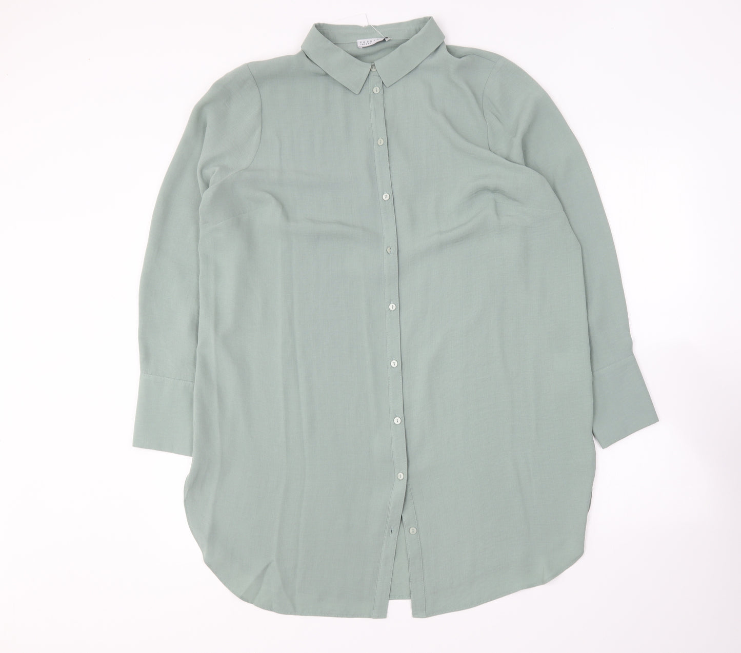 Papaya Womens Green Polyester Basic Button-Up Size 16 Collared