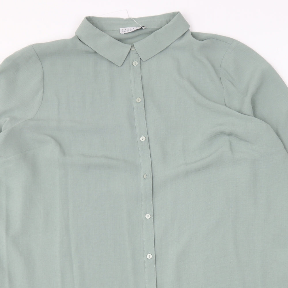 Papaya Womens Green Polyester Basic Button-Up Size 16 Collared