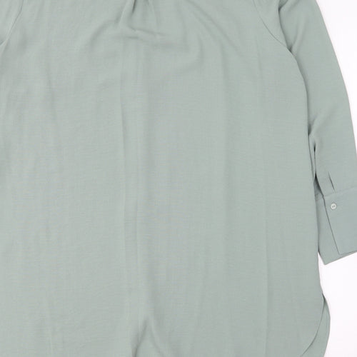 Papaya Womens Green Polyester Basic Button-Up Size 16 Collared