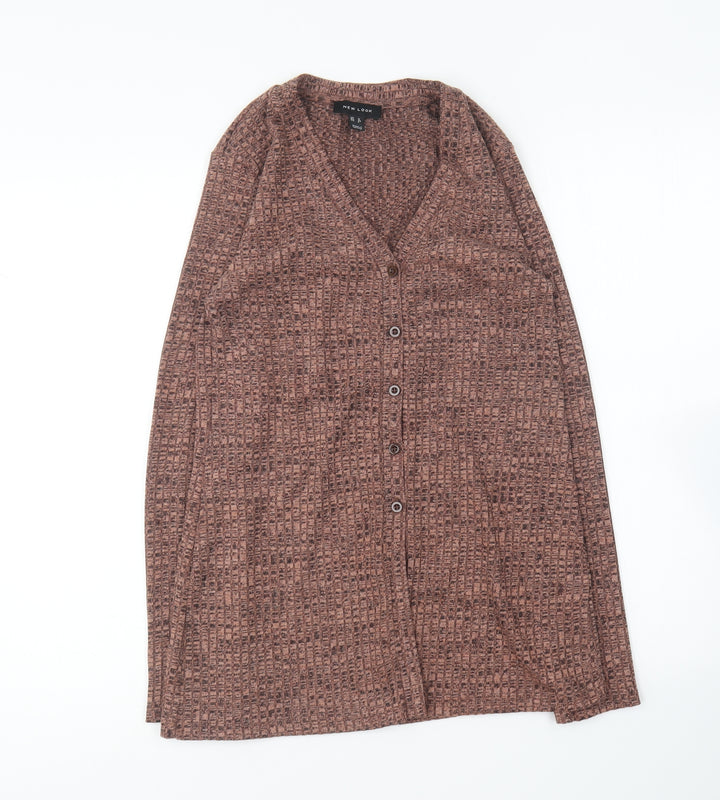New Look Womens Brown V-Neck Polyester Pullover Jumper Size 12