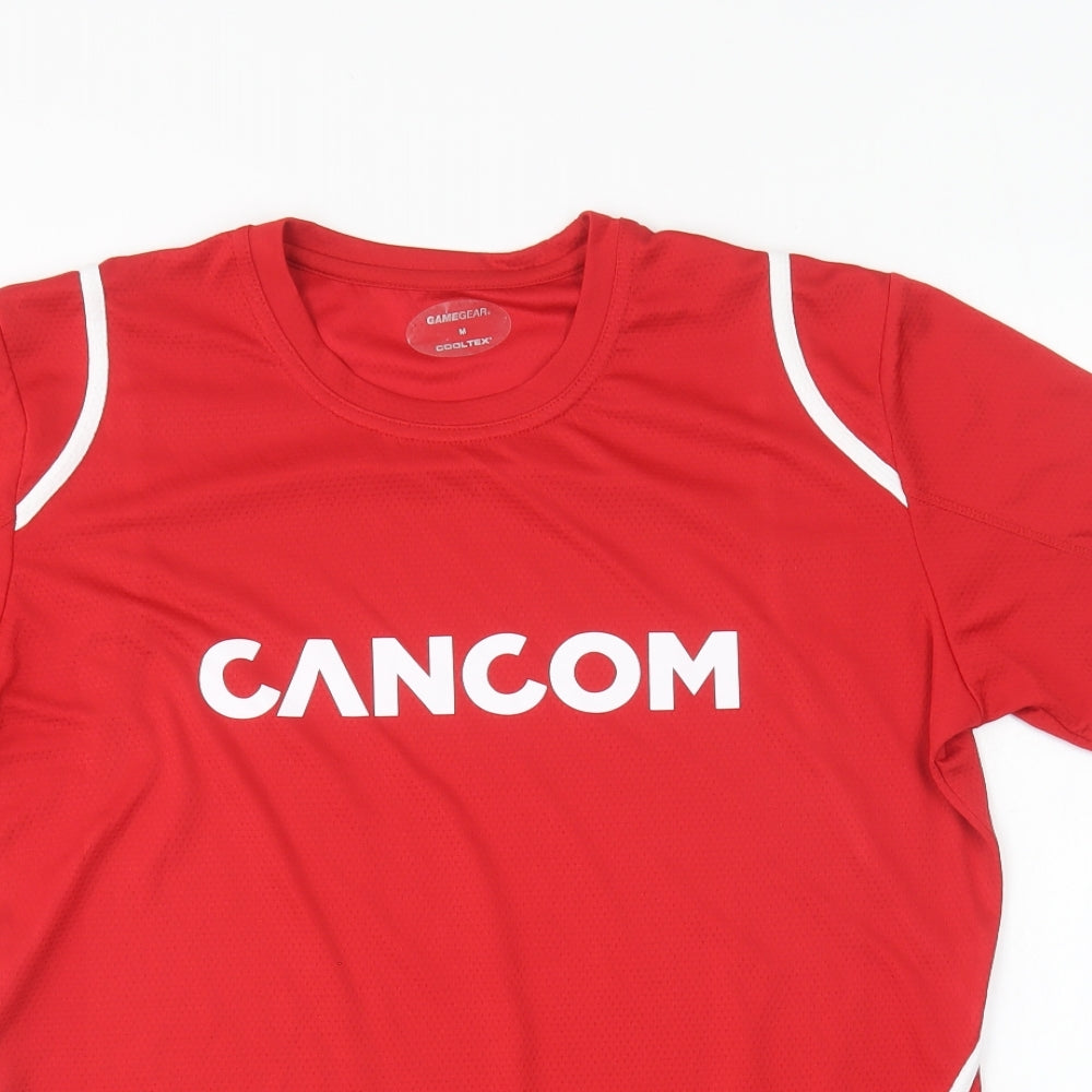 Game Gear Mens Red Polyester T-Shirt Size M Round Neck