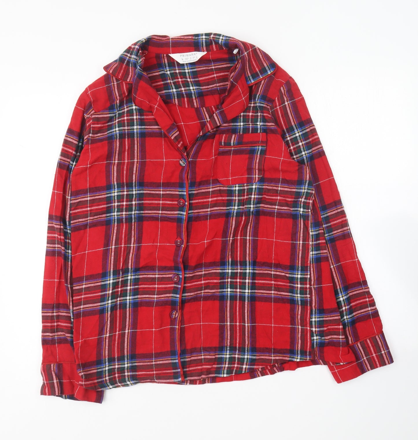 Primark Womens Red Plaid Cotton Top Nightshirt Size 14
