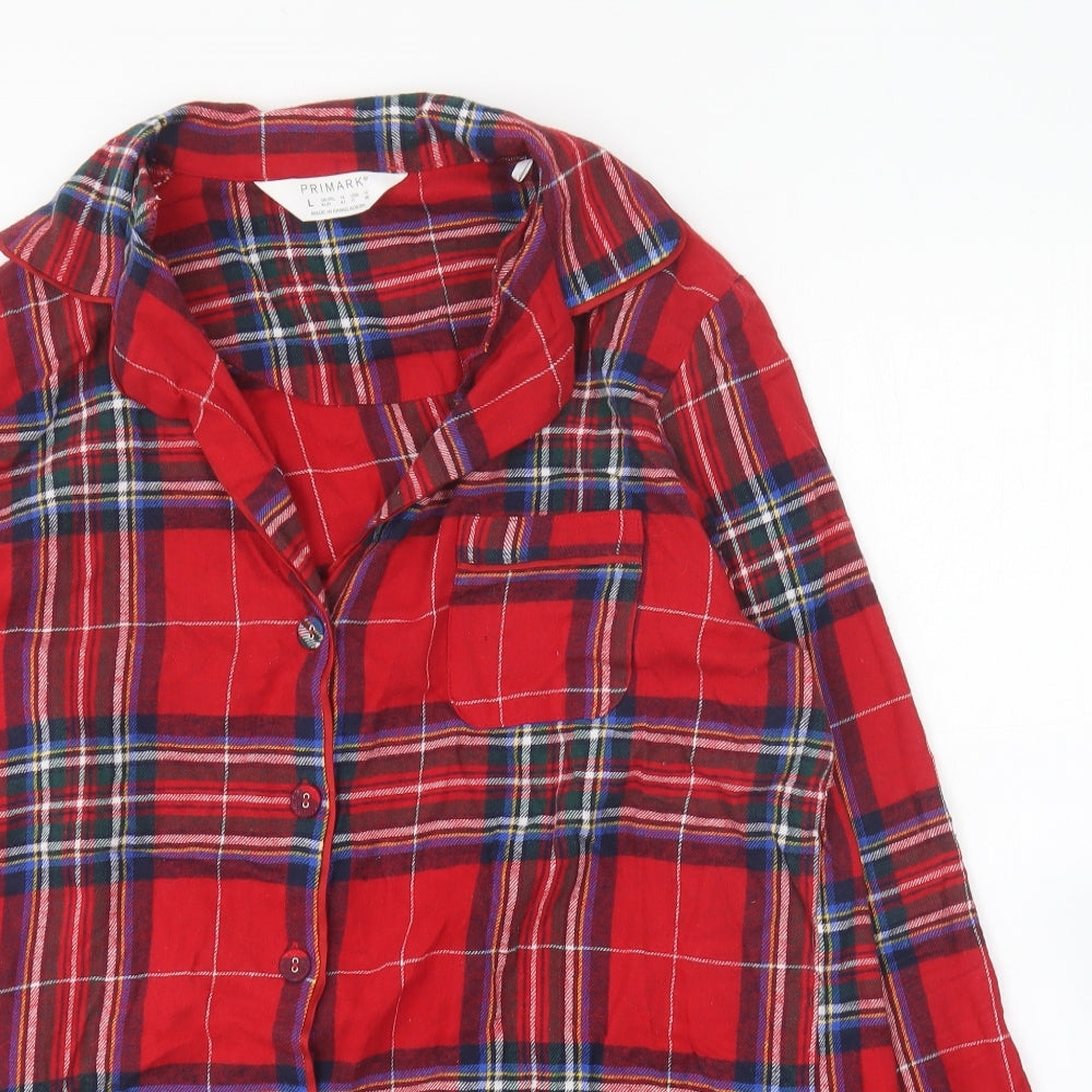 Primark Womens Red Plaid Cotton Top Nightshirt Size 14