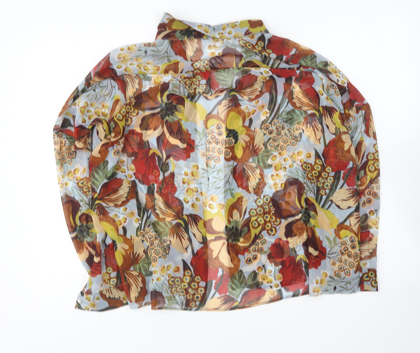 Zara Womens Multicoloured Polyester Basic Button-Up Size M Collared