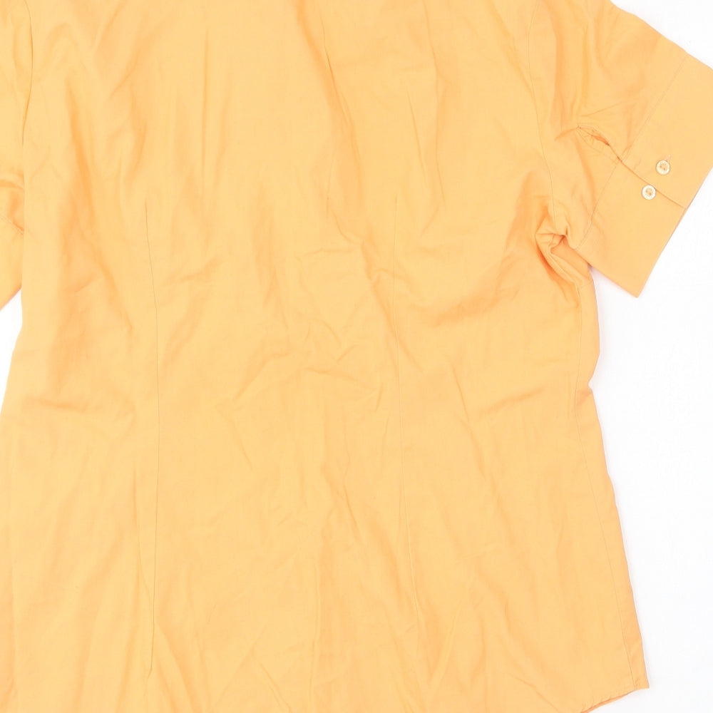Pringle Womens Orange Cotton Basic Button-Up Size 12 Collared