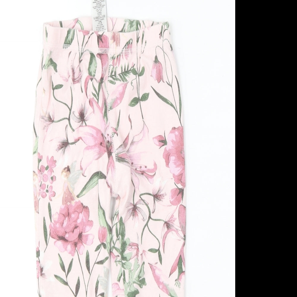 NEXT Girls Pink Floral Cotton Jogger Trousers Size 4-5 Years Regular
