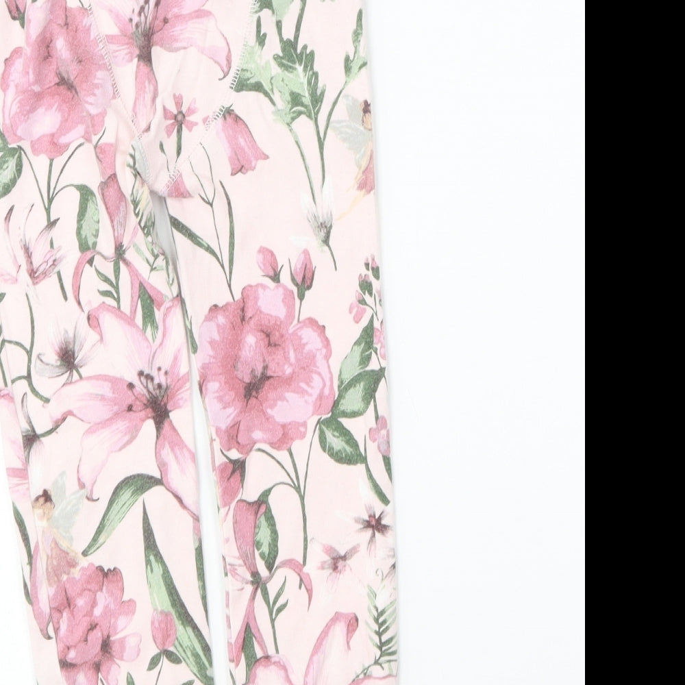 NEXT Girls Pink Floral Cotton Jogger Trousers Size 4-5 Years Regular