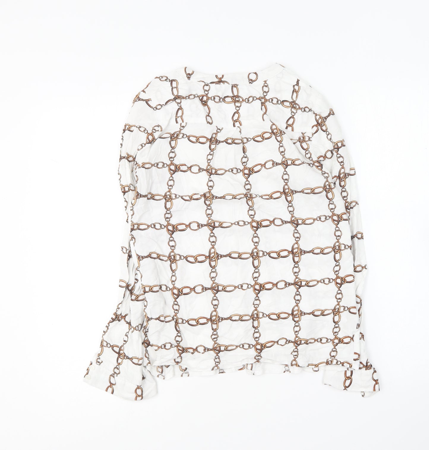 Papaya Womens Multicoloured Geometric Viscose Basic Button-Up Size 8 Collared