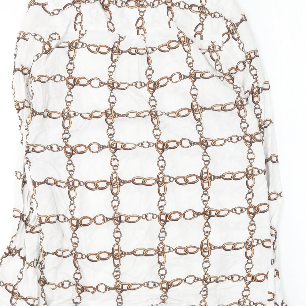 Papaya Womens Multicoloured Geometric Viscose Basic Button-Up Size 8 Collared