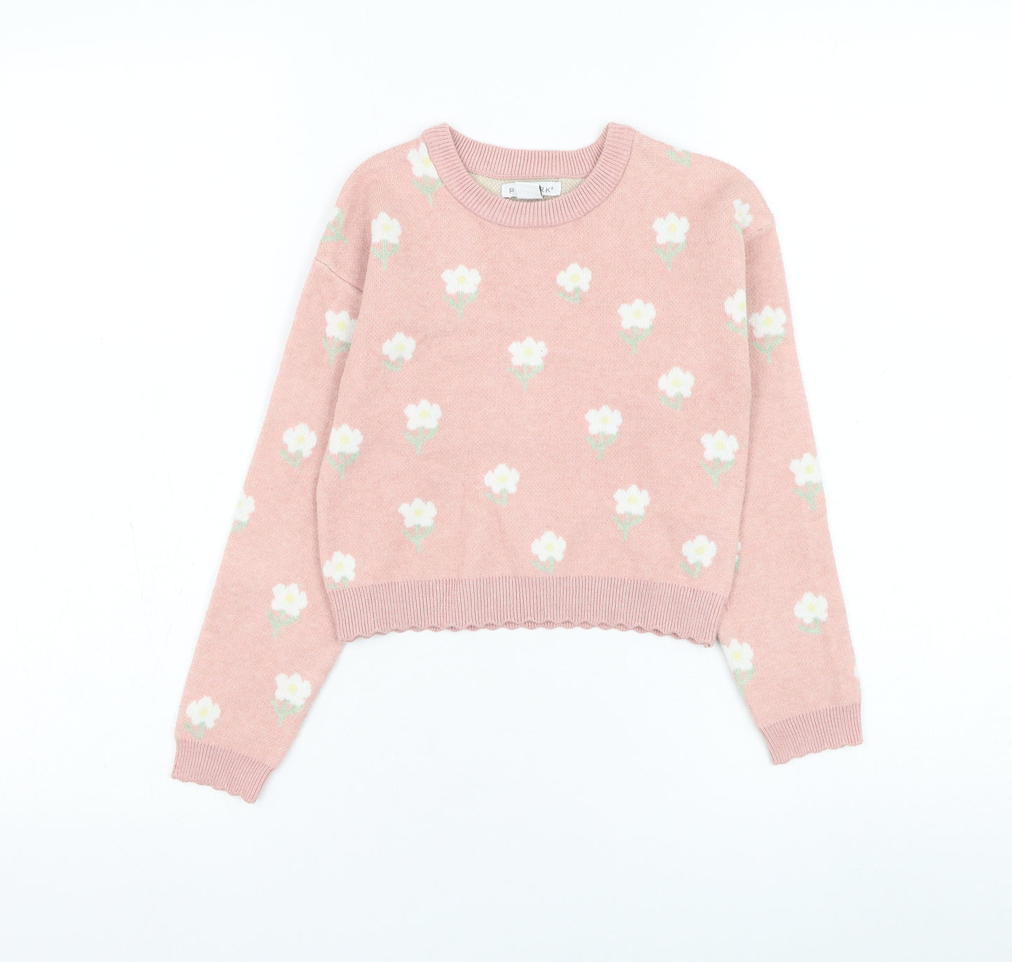 Primark Girls Pink Off the Shoulder Floral Polyester Pullover Jumper Size 7-8 Years Pullover