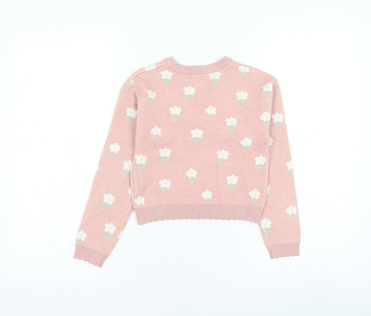 Primark Girls Pink Off the Shoulder Floral Polyester Pullover Jumper Size 7-8 Years Pullover