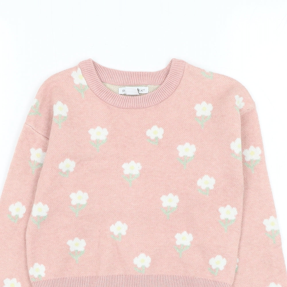 Primark Girls Pink Off the Shoulder Floral Polyester Pullover Jumper Size 7-8 Years Pullover