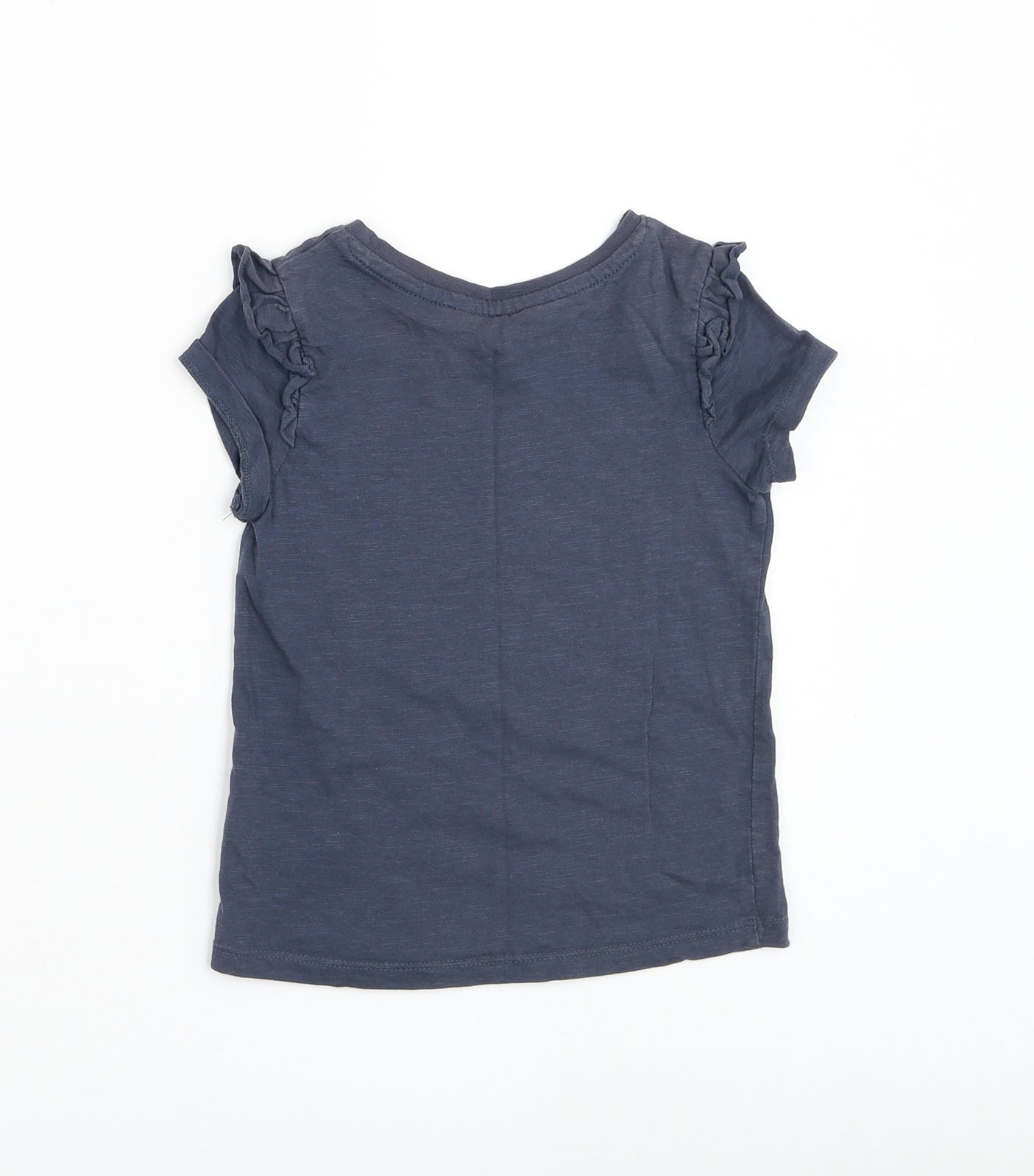 George Girls Blue Cotton Basic T-Shirt Size 4-5 Years Round Neck Pullover - Slogan