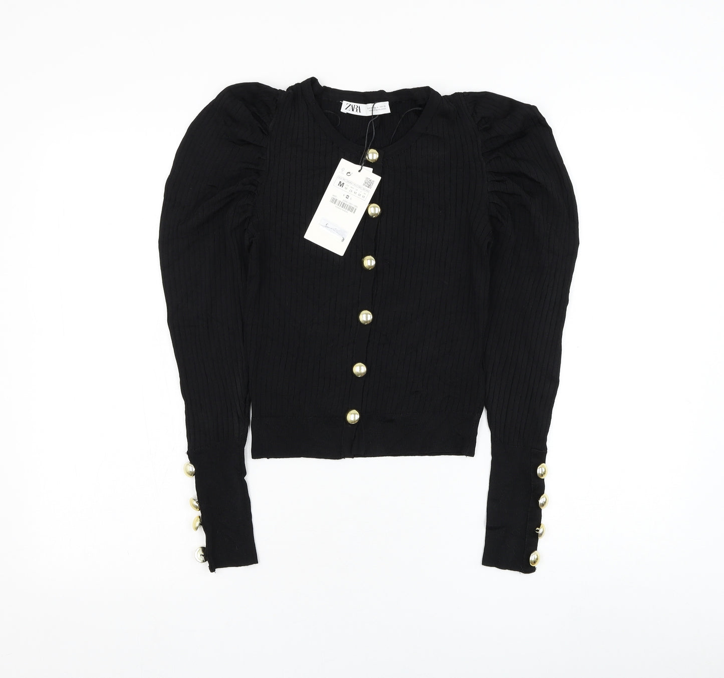 Zara Womens Black Round Neck Viscose Pullover Jumper Size M