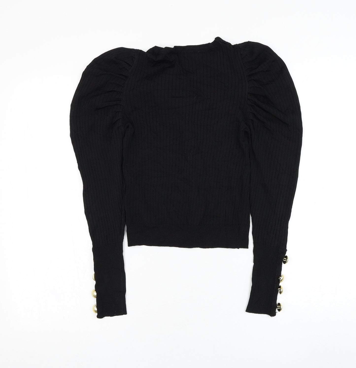 Zara Womens Black Round Neck Viscose Pullover Jumper Size M