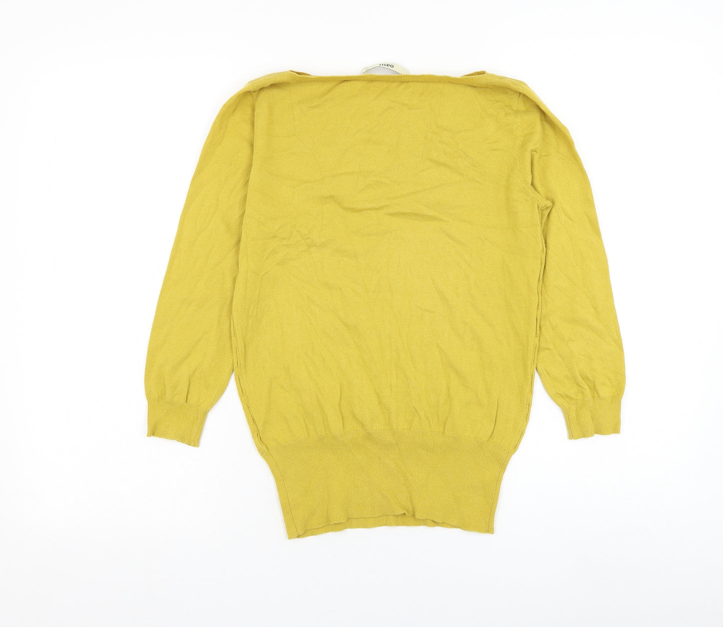 Oasis Womens Yellow Round Neck Cotton Pullover Jumper Size XS