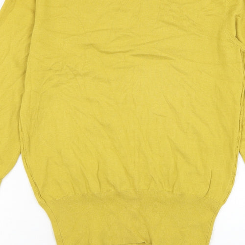 Oasis Womens Yellow Round Neck Cotton Pullover Jumper Size XS