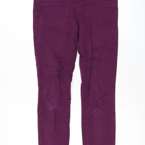 Marks and Spencer Womens Purple Cotton Skinny Jeans Size 8 L28 in Regular Zip