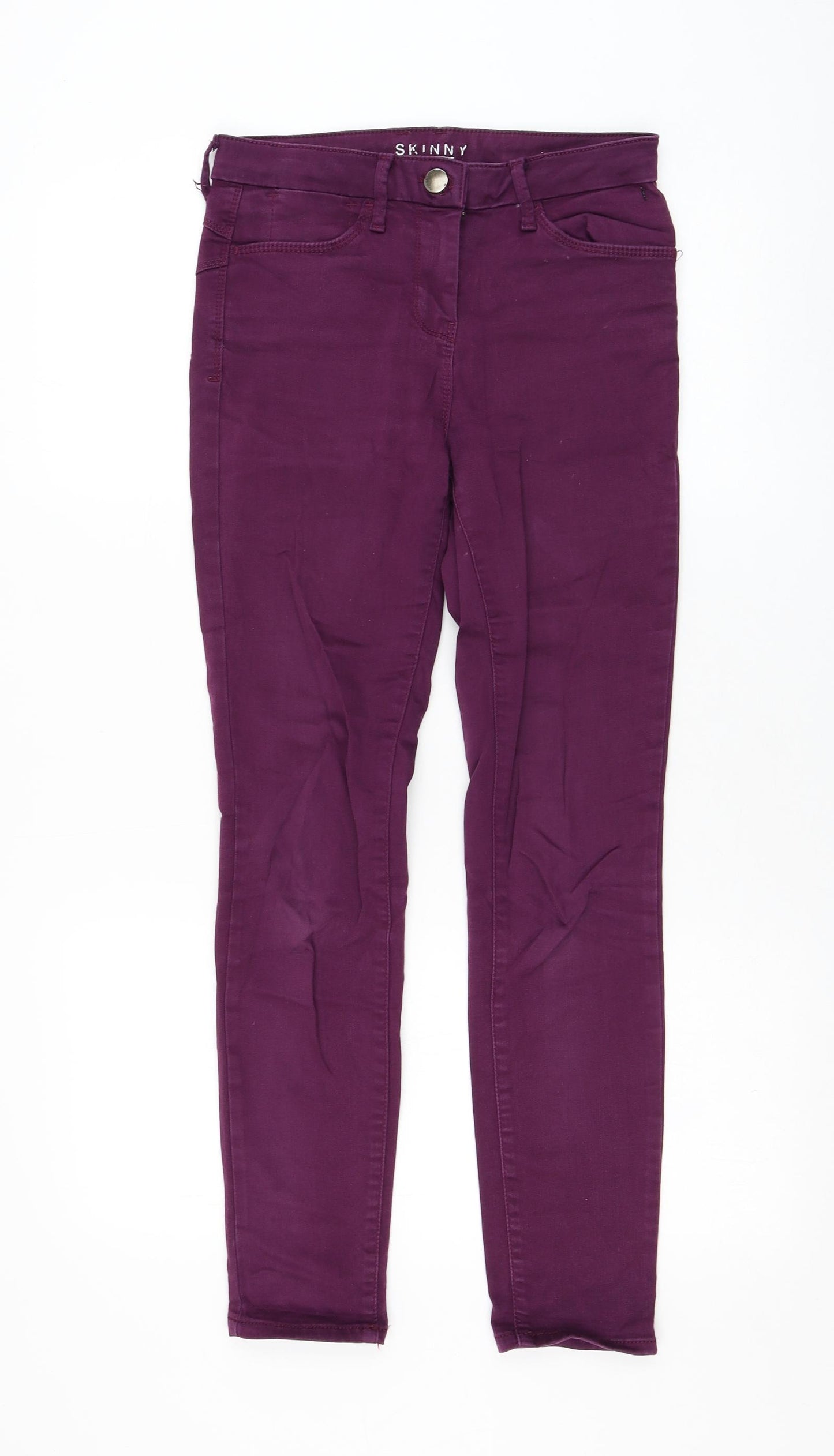 Marks and Spencer Womens Purple Cotton Skinny Jeans Size 8 L28 in Regular Zip