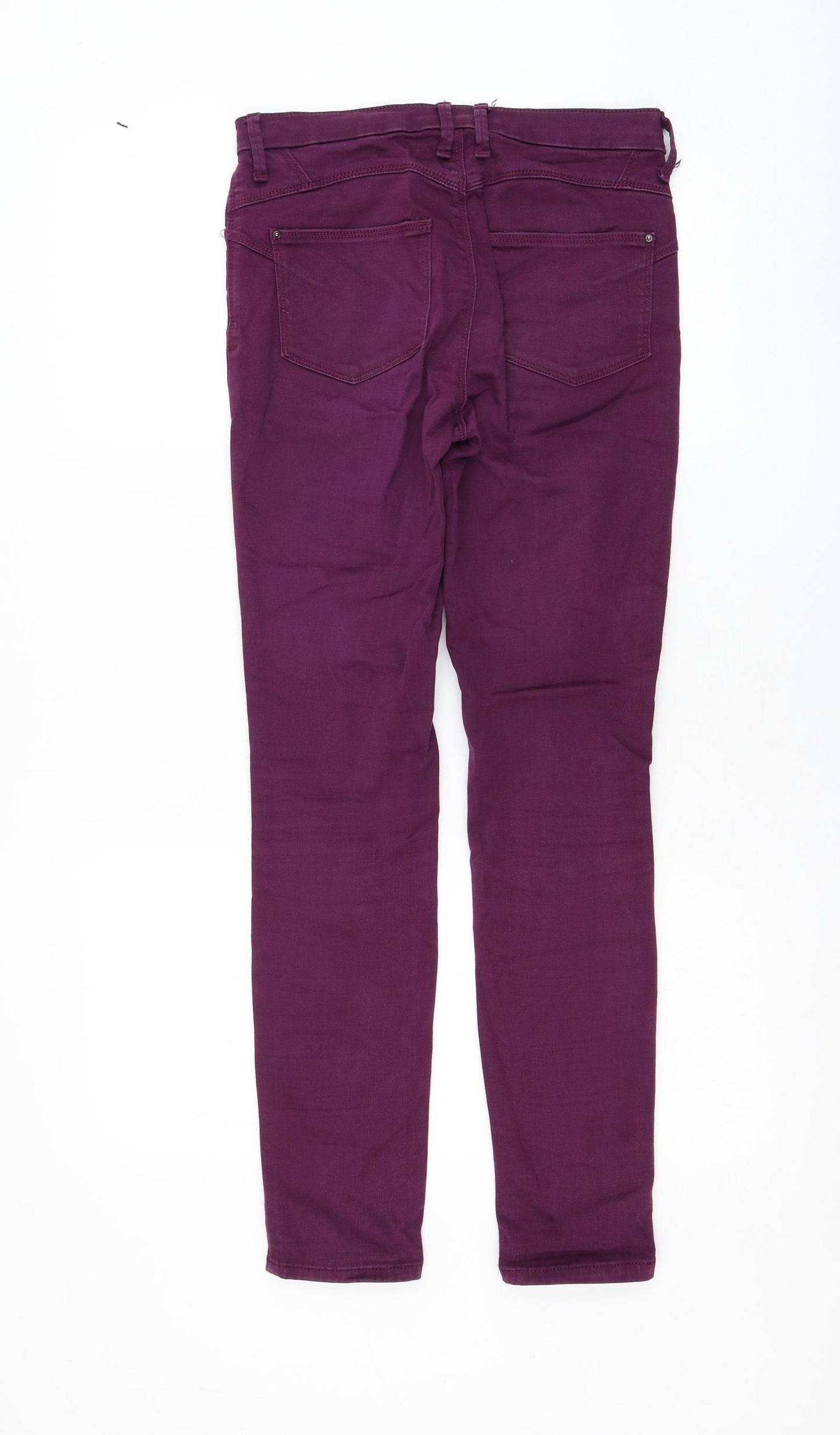 Marks and Spencer Womens Purple Cotton Skinny Jeans Size 8 L28 in Regular Zip