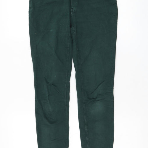 Zara Womens Green Cotton Skinny Jeans Size 8 L28 in Regular Zip