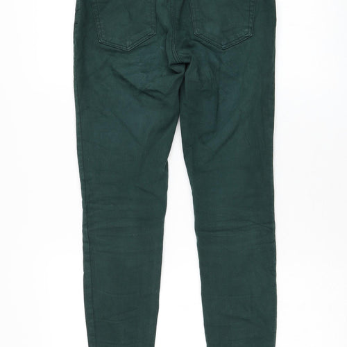 Zara Womens Green Cotton Skinny Jeans Size 8 L28 in Regular Zip