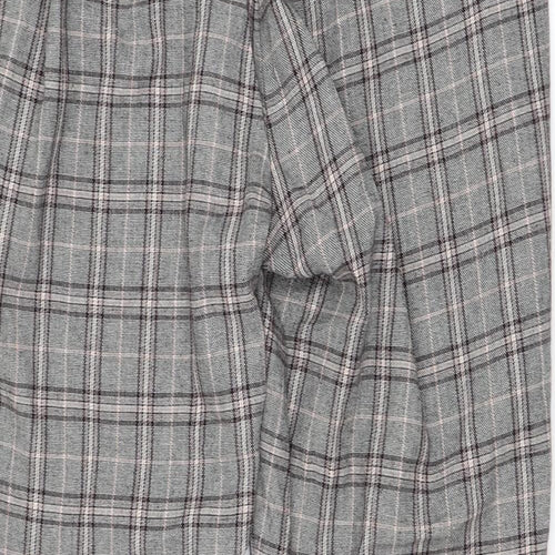 Primark Womens Grey Check Polyester Carrot Trousers Size 16 L25 in Regular