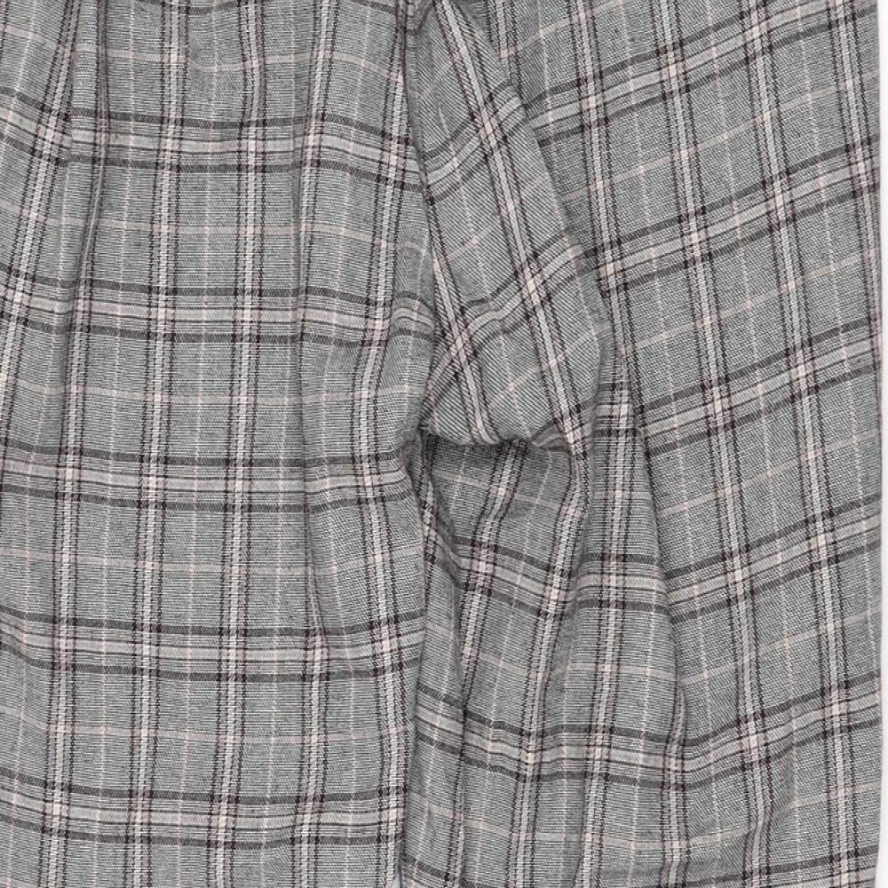 Primark Womens Grey Check Polyester Carrot Trousers Size 16 L25 in Regular