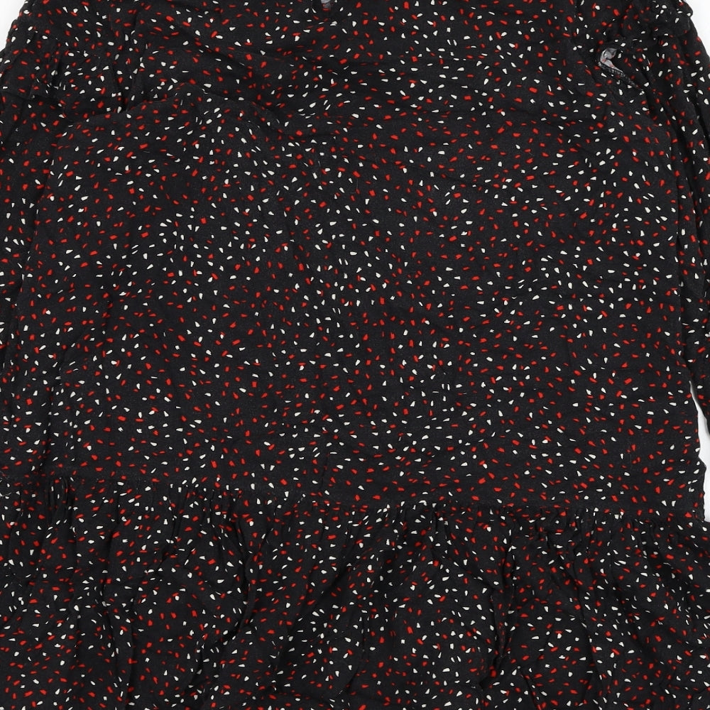 New Look Womens Black Geometric Viscose Shift Size 12 Round Neck Pullover