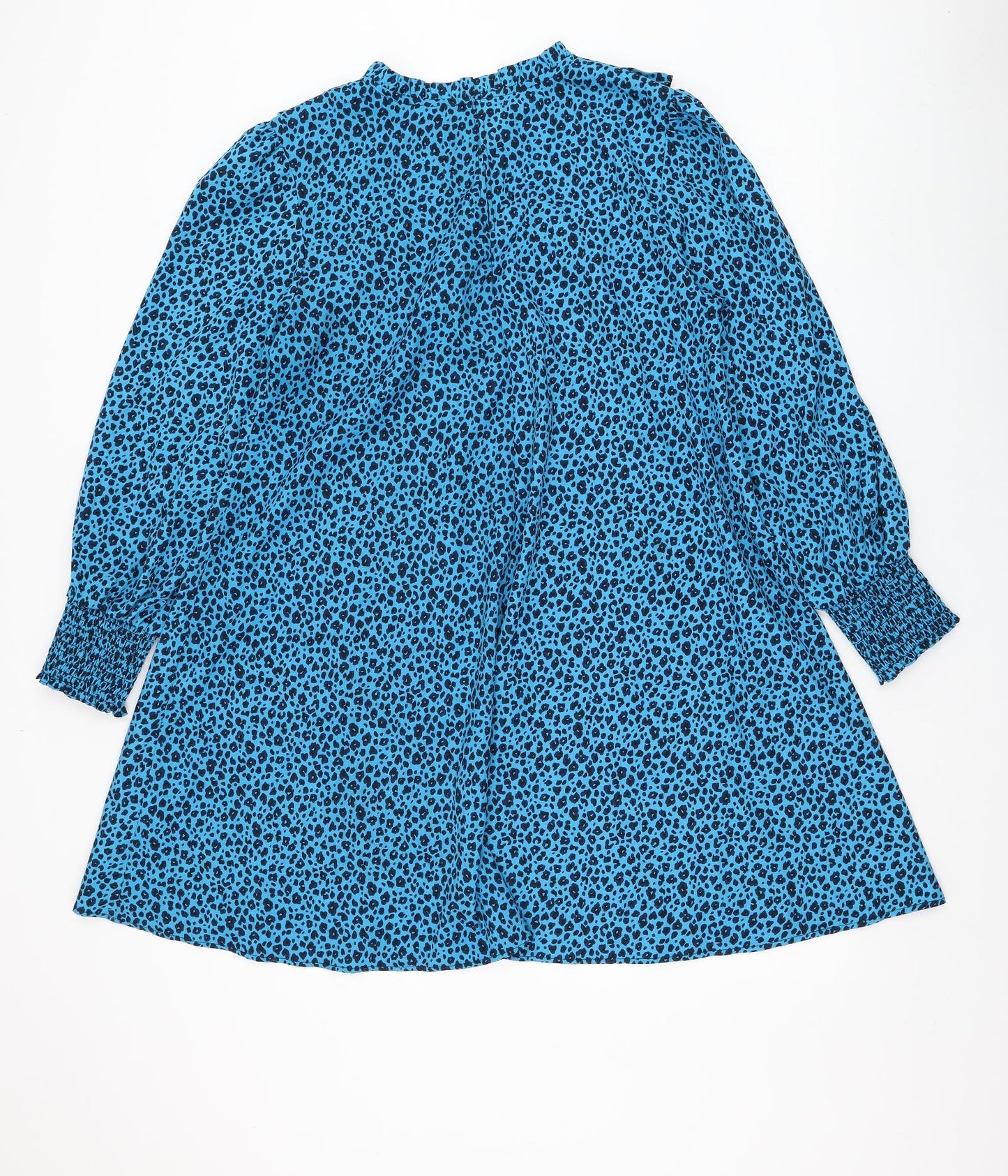 New Look Womens Blue Animal Print Polyester Shift Size 14 Round Neck Pullover