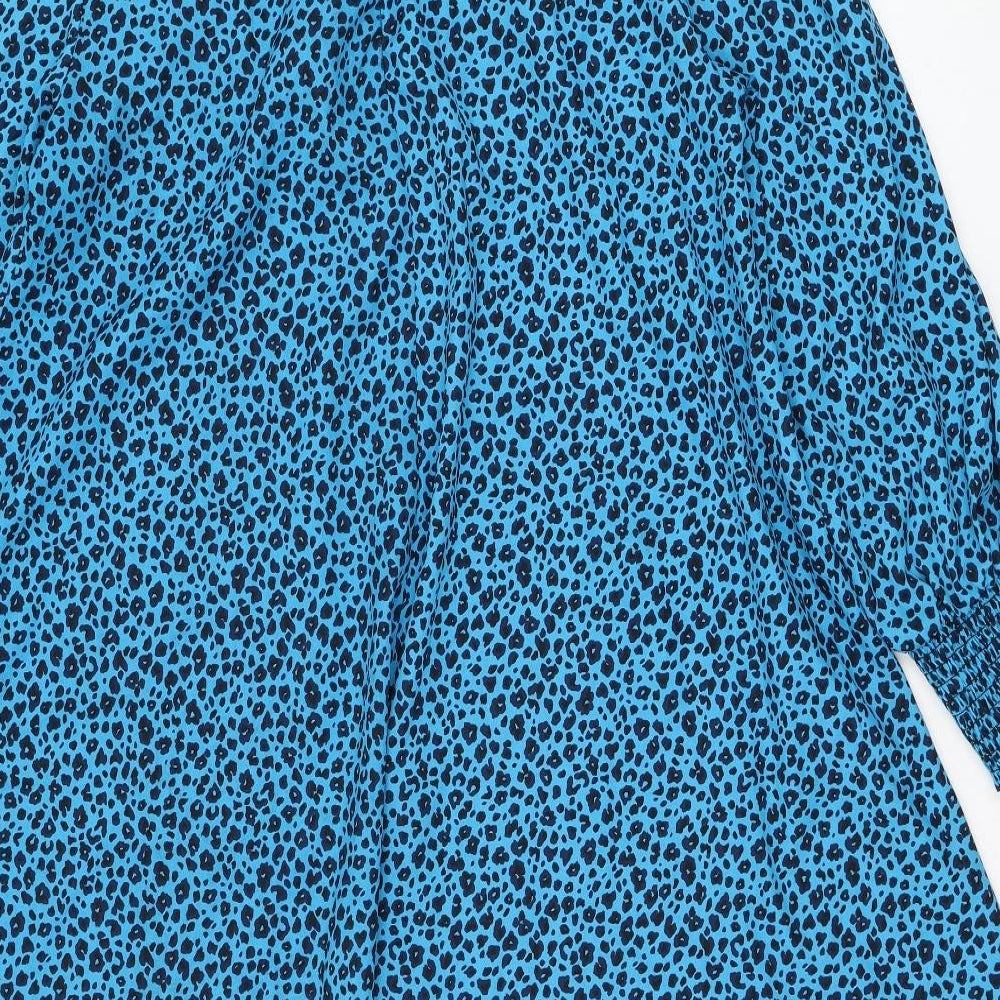 New Look Womens Blue Animal Print Polyester Shift Size 14 Round Neck Pullover