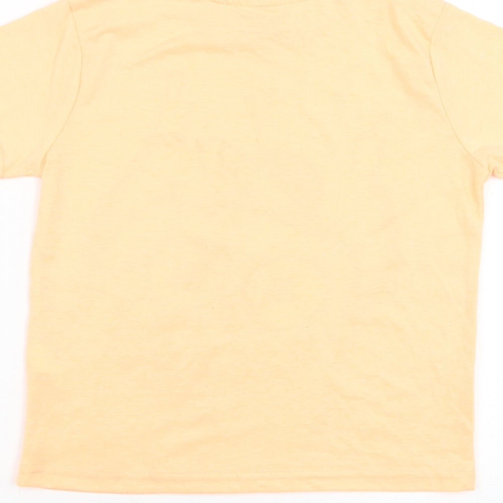 Primark Boys Orange Polyester Basic T-Shirt Size 6-7 Years Round Neck Pullover - Monster
